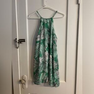 Mai Tai Women’s L Tropical Print Dress Green White